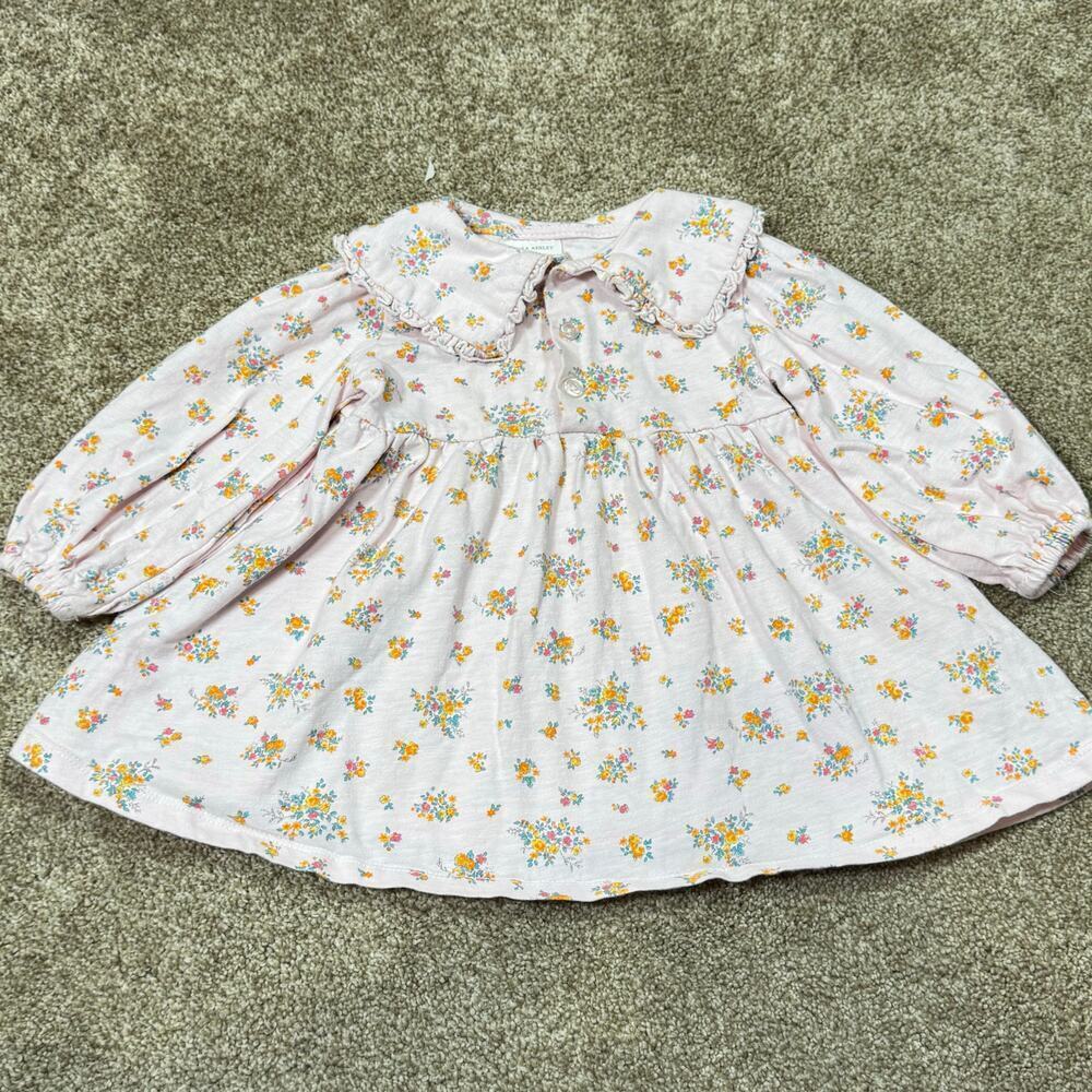 Laura Ashley Girls Toddler Baby Dress Floral Peter Pan Collar 100% Cotton 24 mos